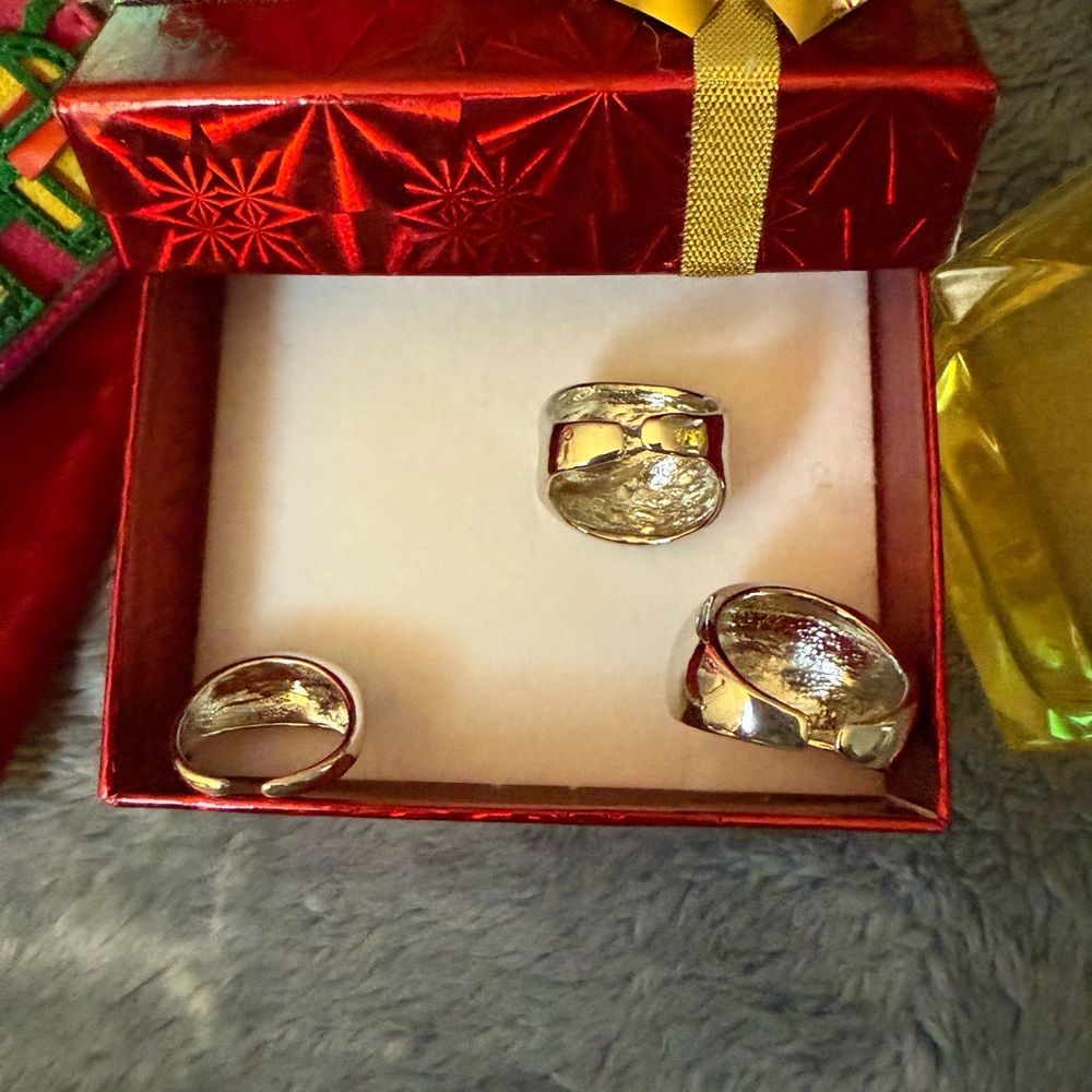 Chic Silver Women's Ring Trio